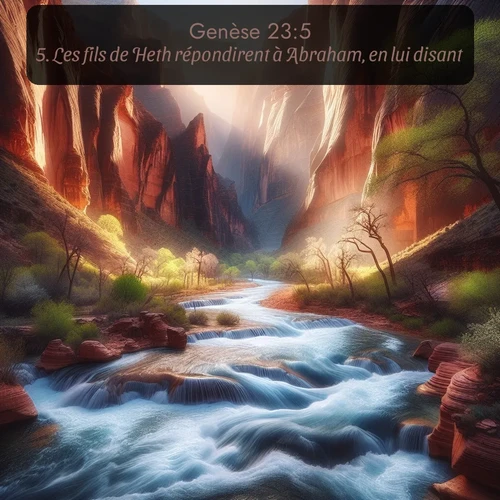 Segond Genèse  ; image nature: image avec le verset biblique :Les fils de Heth répondirent à Abraham, en lui disant: ;  ; 23:5