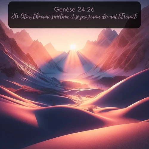 Segond Genèse  ; image nature: image avec le verset biblique :Alors l&#039;homme s&#039;inclina et se prosterna devant l&#039;Eternel, ;  ; 24:26