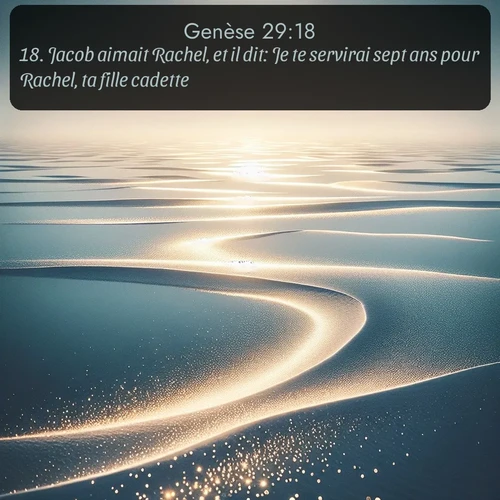 Segond Genèse  ; image nature: image avec le verset biblique :Jacob aimait Rachel, et il dit: Je te servirai sept ans pour Rachel, ta fille cadette. ;  ; 29:18