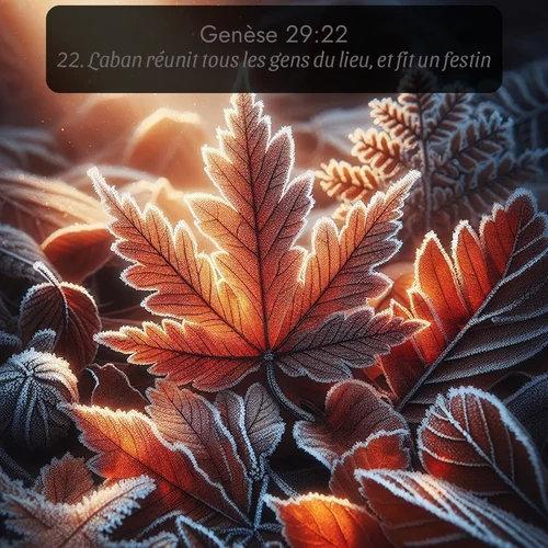 Segond Genèse  ; image nature: image avec le verset biblique :Laban réunit tous les gens du lieu, et fit un festin. ;  ; 29:22