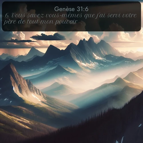 Segond Genèse  ; image nature: image avec le verset biblique :Vous savez vous-mêmes que j&#039;ai servi votre père de tout mon pouvoir. ;  ; 31:6