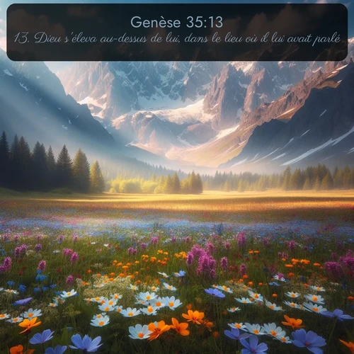 Segond Genèse  ; image nature: image avec le verset biblique :Dieu s&#039;éleva au-dessus de lui, dans le lieu où il lui avait parlé. ;  ; 35:13