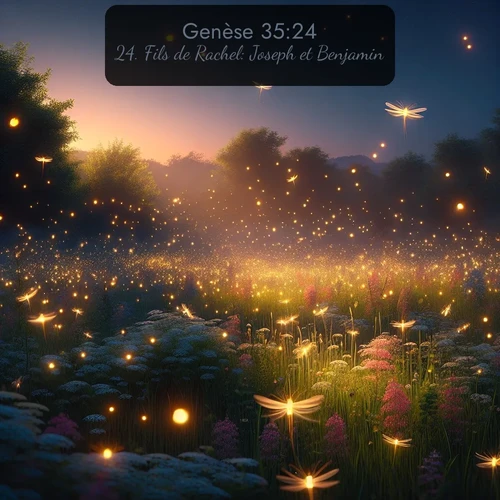 Segond Genèse  ; image nature: image avec le verset biblique :Fils de Rachel: Joseph et Benjamin. ;  ; 35:24