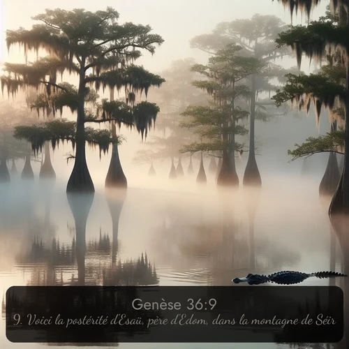 Segond Genèse  ; image nature: image avec le verset biblique :Voici la postérité d&#039;Esaü, père d&#039;Edom, dans la montagne de Séir. ;  ; 36:9