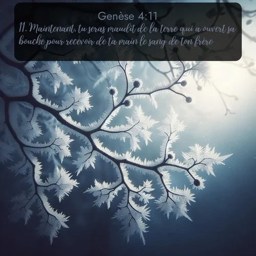 Segond Genèse  ; image nature: image avec le verset biblique :Maintenant, tu seras maudit de la terre qui a ouvert sa bouche pour recevoir de ta main le sang de ton frère. ;  ; 4:11