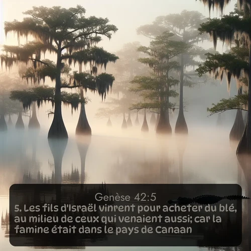 Segond Genèse  ; image nature: image avec le verset biblique :Les fils d&#039;Israël vinrent pour acheter du blé, au milieu de ceux qui venaient aussi; car la famine était dans le pays de Canaan. ;  ; 42:5