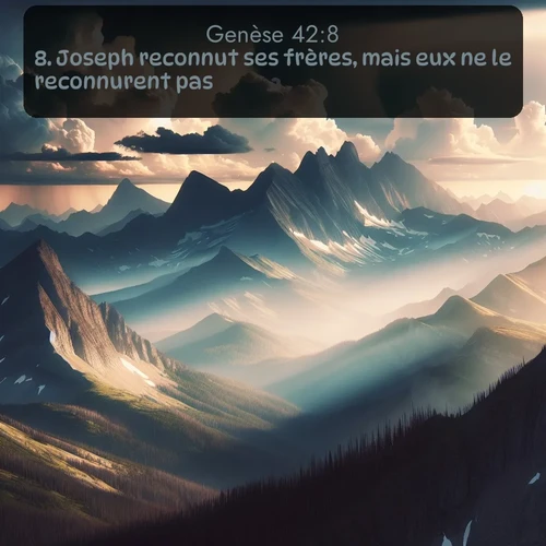 Segond Genèse  ; image nature: image avec le verset biblique :Joseph reconnut ses frères, mais eux ne le reconnurent pas. ;  ; 42:8