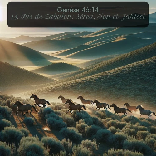 Segond Genèse  ; image nature: image avec le verset biblique :Fils de Zabulon: Séred, Elon et Jahleel. ;  ; 46:14