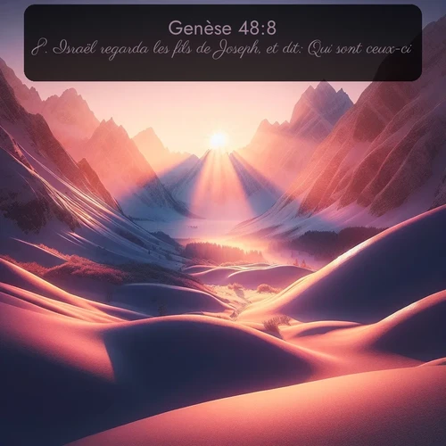 Segond Genèse  ; image nature: image avec le verset biblique :Israël regarda les fils de Joseph, et dit: Qui sont ceux-ci? ;  ; 48:8