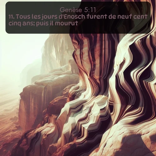 Segond Genèse  ; image nature: image avec le verset biblique :Tous les jours d&#039;Enosch furent de neuf cent cinq ans; puis il mourut. ;  ; 5:11
