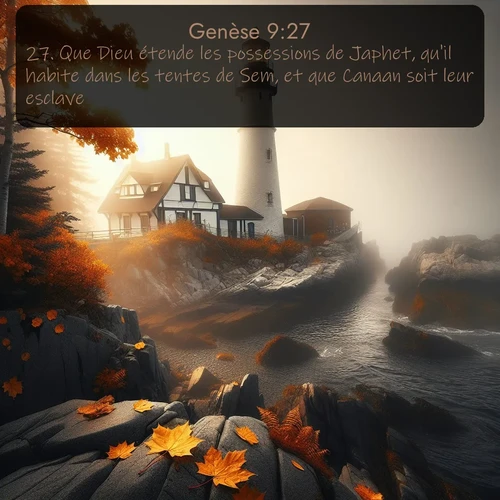 Segond Genèse  ; image nature: image avec le verset biblique :Que Dieu étende les possessions de Japhet, qu&#039;il habite dans les tentes de Sem, et que Canaan soit leur esclave! ;  ; 9:27