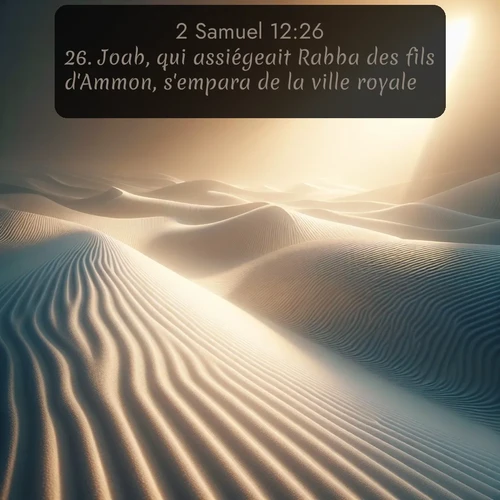 Segond 2 Samuel  ; image nature: image avec le verset biblique :Joab, qui assiégeait Rabba des fils d&#039;Ammon, s&#039;empara de la ville royale, ;  ; 12:26