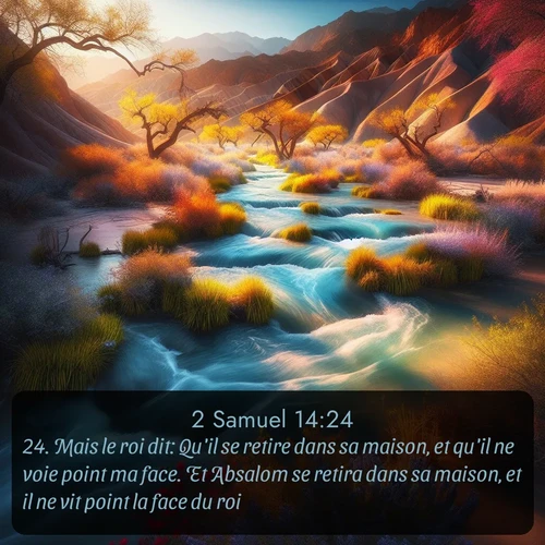 Segond 2 Samuel  ; image nature: image avec le verset biblique :Mais le roi dit: Qu&#039;il se retire dans sa maison, et qu&#039;il ne voie point ma face. Et Absalom se retira dans sa maison, et il ne vit point la face du roi. ;  ; 14:24