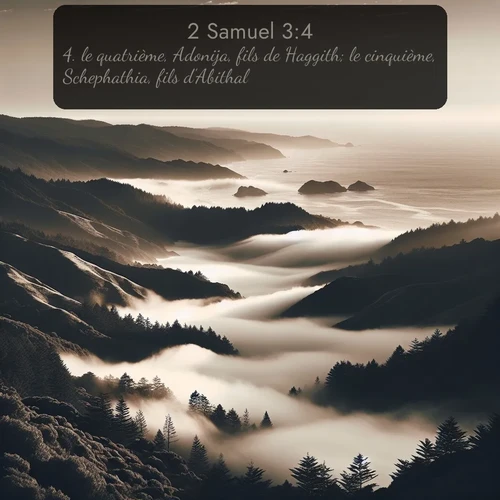 Segond 2 Samuel  ; image nature: image avec le verset biblique :le quatrième, Adonija, fils de Haggith; le cinquième, Schephathia, fils d&#039;Abithal; ;  ; 3:4