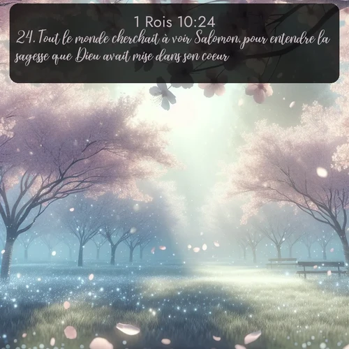 Segond 1 Rois  ; image nature: image avec le verset biblique :Tout le monde cherchait à voir Salomon, pour entendre la sagesse que Dieu avait mise dans son coeur. ;  ; 10:24