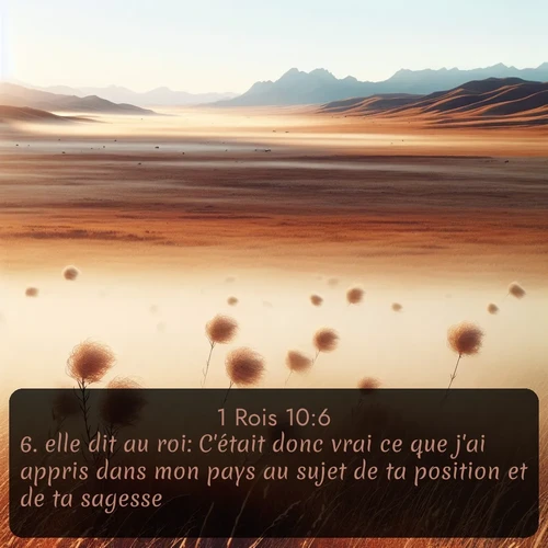 Segond 1 Rois  ; image nature: image avec le verset biblique :elle dit au roi: C&#039;était donc vrai ce que j&#039;ai appris dans mon pays au sujet de ta position et de ta sagesse! ;  ; 10:6