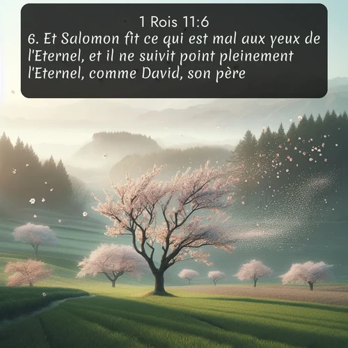 Segond 1 Rois  ; image nature: image avec le verset biblique :Et Salomon fit ce qui est mal aux yeux de l&#039;Eternel, et il ne suivit point pleinement l&#039;Eternel, comme David, son père. ;  ; 11:6