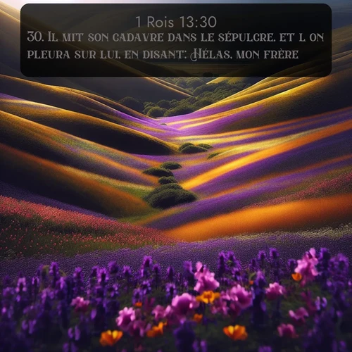 Segond 1 Rois  ; image nature: image avec le verset biblique :Il mit son cadavre dans le sépulcre, et l&#039;on pleura sur lui, en disant: Hélas, mon frère! ;  ; 13:30