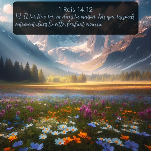 Segond 1 Rois  ; image nature: image avec le verset biblique :Et toi, lève-toi, va dans ta maison. Dès que tes pieds entreront dans la ville, l&#039;enfant mourra. ;  ; 14:12