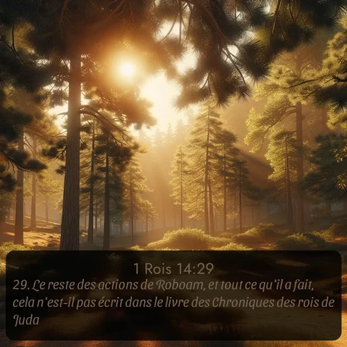 Segond 1 Rois  ; image nature: image avec le verset biblique :Le reste des actions de Roboam, et tout ce qu&#039;il a fait, cela n&#039;est-il pas écrit dans le livre des Chroniques des rois de Juda? ;  ; 14:29