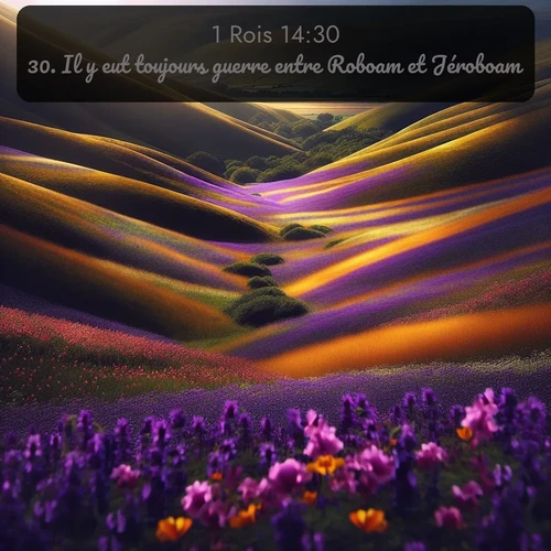 Segond 1 Rois  ; image nature: image avec le verset biblique :Il y eut toujours guerre entre Roboam et Jéroboam. ;  ; 14:30