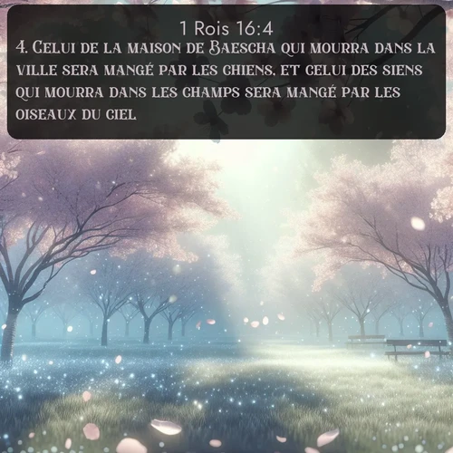 Segond 1 Rois  ; image nature: image avec le verset biblique :Celui de la maison de Baescha qui mourra dans la ville sera mangé par les chiens, et celui des siens qui mourra dans les champs sera mangé par les oiseaux du ciel. ;  ; 16:4