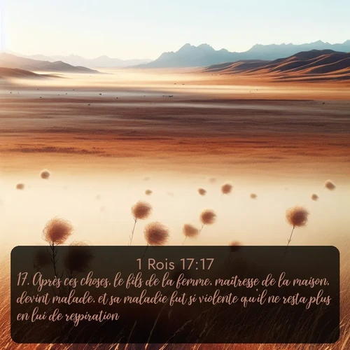 Segond 1 Rois  ; image nature: image avec le verset biblique :Après ces choses, le fils de la femme, maîtresse de la maison, devint malade, et sa maladie fut si violente qu&#039;il ne resta plus en lui de respiration. ;  ; 17:17