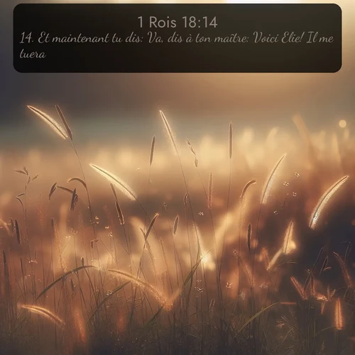 Segond 1 Rois  ; image nature: image avec le verset biblique :Et maintenant tu dis: Va, dis à ton maître: Voici Elie! Il me tuera. ;  ; 18:14