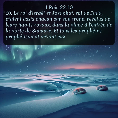 Segond 1 Rois  ; image nature: image avec le verset biblique :Le roi d&#039;Israël et Josaphat, roi de Juda, étaient assis chacun sur son trône, revêtus de leurs habits royaux, dans la place à l&#039;entrée de la porte de Samarie. Et tous les prophètes prophétisaient devant eux. ;  ; 22:10