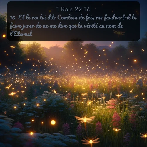 Segond 1 Rois  ; image nature: image avec le verset biblique :Et le roi lui dit: Combien de fois me faudra-t-il te faire jurer de ne me dire que la vérité au nom de l&#039;Eternel? ;  ; 22:16