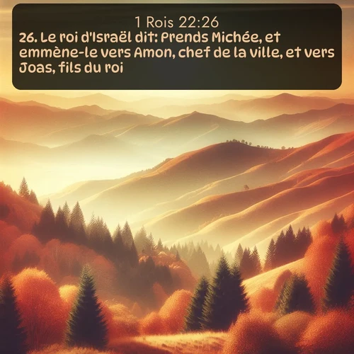 Segond 1 Rois  ; image nature: image avec le verset biblique :Le roi d&#039;Israël dit: Prends Michée, et emmène-le vers Amon, chef de la ville, et vers Joas, fils du roi. ;  ; 22:26