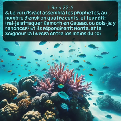 Segond 1 Rois  ; image nature: image avec le verset biblique :Le roi d&#039;Israël assembla les prophètes, au nombre d&#039;environ quatre cents, et leur dit: Irai-je attaquer Ramoth en Galaad, ou dois-je y renoncer? Et ils répondirent: Monte, et le Seigneur la livrera entre les mains du roi. ;  ; 22:6