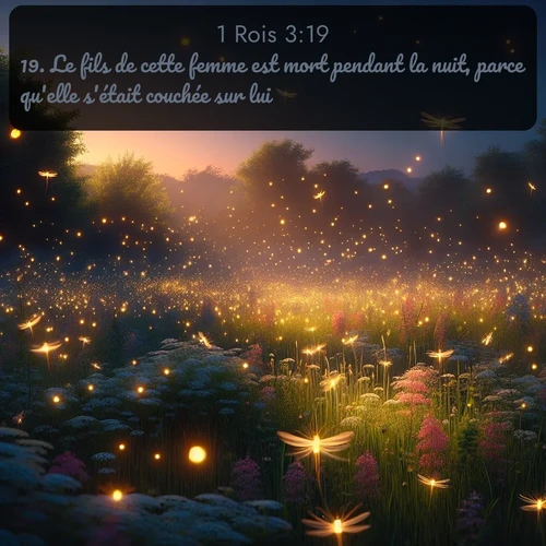 Segond 1 Rois  ; image nature: image avec le verset biblique :Le fils de cette femme est mort pendant la nuit, parce qu&#039;elle s&#039;était couchée sur lui. ;  ; 3:19