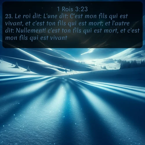 Segond 1 Rois  ; image nature: image avec le verset biblique :Le roi dit: L&#039;une dit: C&#039;est mon fils qui est vivant, et c&#039;est ton fils qui est mort; et l&#039;autre dit: Nullement! c&#039;est ton fils qui est mort, et c&#039;est mon fils qui est vivant. ;  ; 3:23