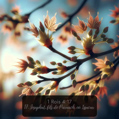Segond 1 Rois  ; image nature: image avec le verset biblique :Josaphat, fils de Paruach, en Issacar. ;  ; 4:17