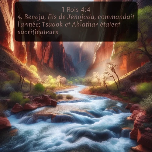 Segond 1 Rois  ; image nature: image avec le verset biblique :Benaja, fils de Jehojada, commandait l&#039;armée; Tsadok et Abiathar étaient sacrificateurs; ;  ; 4:4