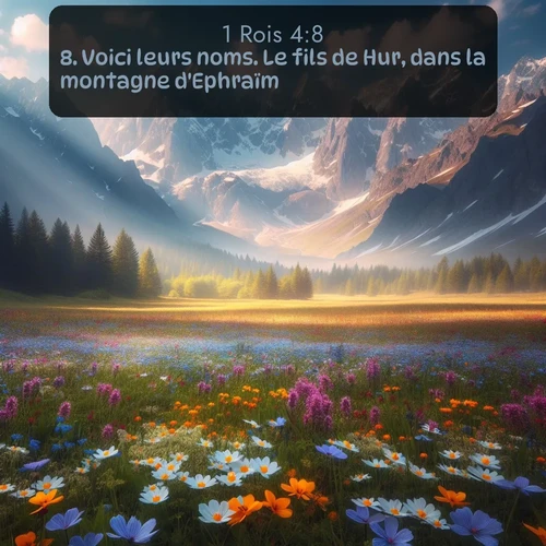 Segond 1 Rois  ; image nature: image avec le verset biblique :Voici leurs noms. Le fils de Hur, dans la montagne d&#039;Ephraïm. ;  ; 4:8