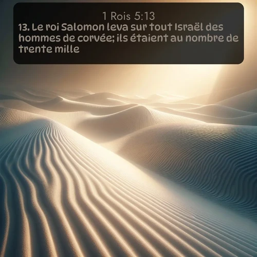 Segond 1 Rois  ; image nature: image avec le verset biblique :Le roi Salomon leva sur tout Israël des hommes de corvée; ils étaient au nombre de trente mille. ;  ; 5:13