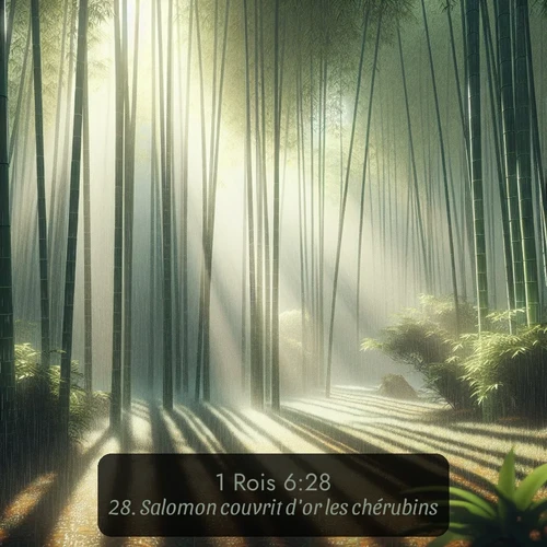 Segond 1 Rois  ; image nature: image avec le verset biblique :Salomon couvrit d&#039;or les chérubins. ;  ; 6:28