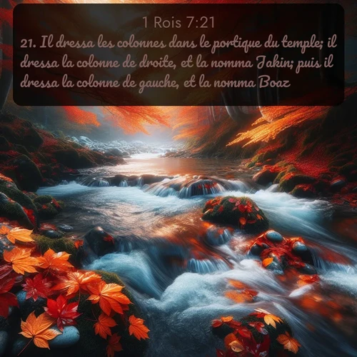 Segond 1 Rois  ; image nature: image avec le verset biblique :Il dressa les colonnes dans le portique du temple; il dressa la colonne de droite, et la nomma Jakin; puis il dressa la colonne de gauche, et la nomma Boaz. ;  ; 7:21