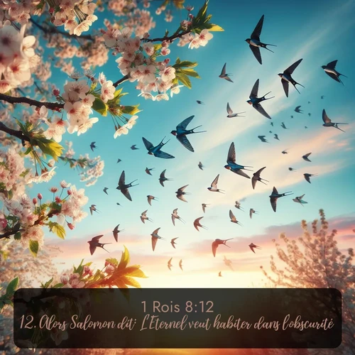 Segond 1 Rois  ; image nature: image avec le verset biblique :Alors Salomon dit: L&#039;Eternel veut habiter dans l&#039;obscurité! ;  ; 8:12