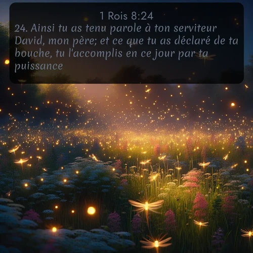 Segond 1 Rois  ; image nature: image avec le verset biblique :Ainsi tu as tenu parole à ton serviteur David, mon père; et ce que tu as déclaré de ta bouche, tu l&#039;accomplis en ce jour par ta puissance. ;  ; 8:24