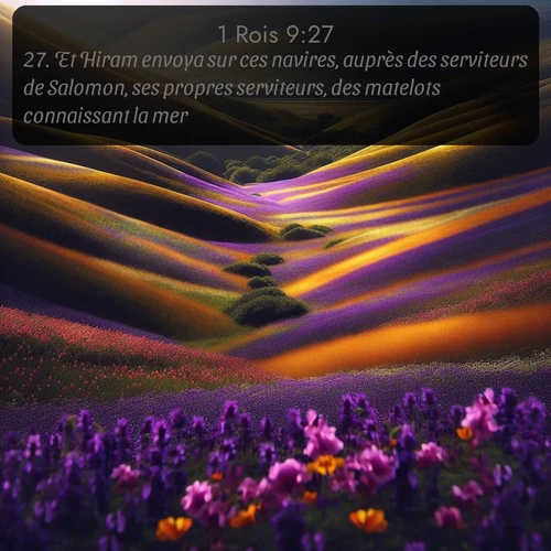 Segond 1 Rois  ; image nature: image avec le verset biblique :Et Hiram envoya sur ces navires, auprès des serviteurs de Salomon, ses propres serviteurs, des matelots connaissant la mer. ;  ; 9:27