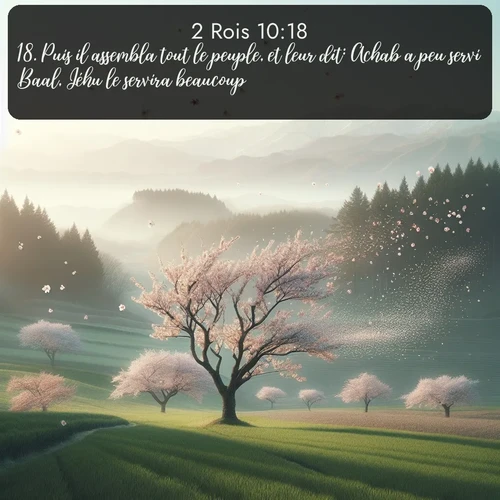 Segond 2 Rois  ; image nature: image avec le verset biblique :Puis il assembla tout le peuple, et leur dit: Achab a peu servi Baal, Jéhu le servira beaucoup. ;  ; 10:18