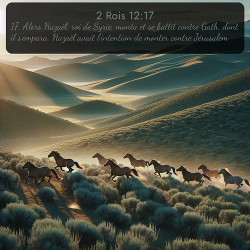 Segond 2 Rois  ; image nature: image avec le verset biblique :Alors Hazaël, roi de Syrie, monta et se battit contre Gath, dont il s&#039;empara. Hazaël avait l&#039;intention de monter contre Jérusalem. ;  ; 12:17