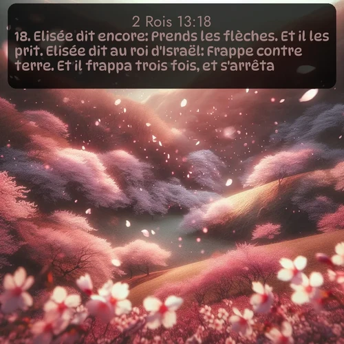 Segond 2 Rois  ; image nature: image avec le verset biblique :Elisée dit encore: Prends les flèches. Et il les prit. Elisée dit au roi d&#039;Israël: Frappe contre terre. Et il frappa trois fois, et s&#039;arrêta. ;  ; 13:18