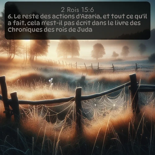 Segond 2 Rois  ; image nature: image avec le verset biblique :Le reste des actions d&#039;Azaria, et tout ce qu&#039;il a fait, cela n&#039;est-il pas écrit dans le livre des Chroniques des rois de Juda? ;  ; 15:6