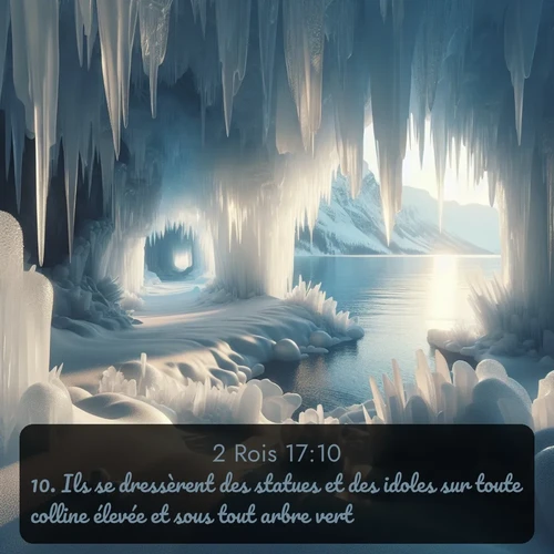 Segond 2 Rois  ; image nature: image avec le verset biblique :Ils se dressèrent des statues et des idoles sur toute colline élevée et sous tout arbre vert. ;  ; 17:10