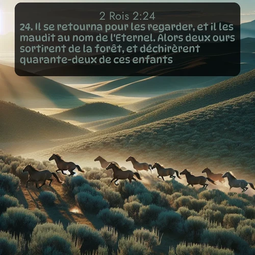 Segond 2 Rois  ; image nature: image avec le verset biblique :Il se retourna pour les regarder, et il les maudit au nom de l&#039;Eternel. Alors deux ours sortirent de la forêt, et déchirèrent quarante-deux de ces enfants. ;  ; 2:24