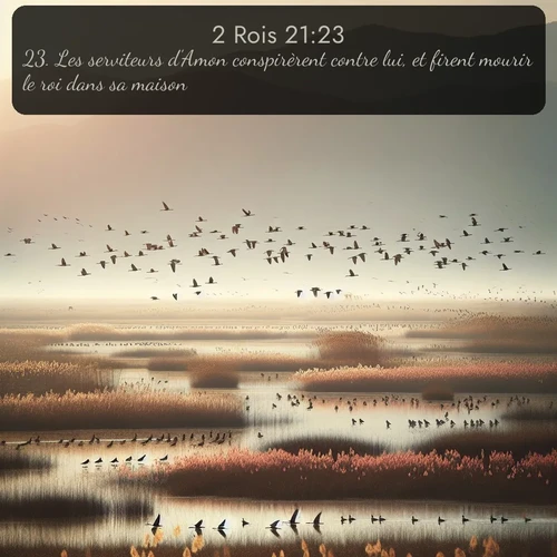 Segond 2 Rois  ; image nature: image avec le verset biblique :Les serviteurs d&#039;Amon conspirèrent contre lui, et firent mourir le roi dans sa maison. ;  ; 21:23